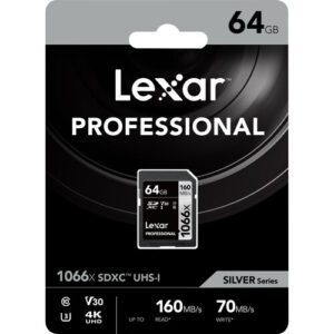 Lexar 64GB Professional 1066x UHS-I SDXC Memory Card (SILVER Series)