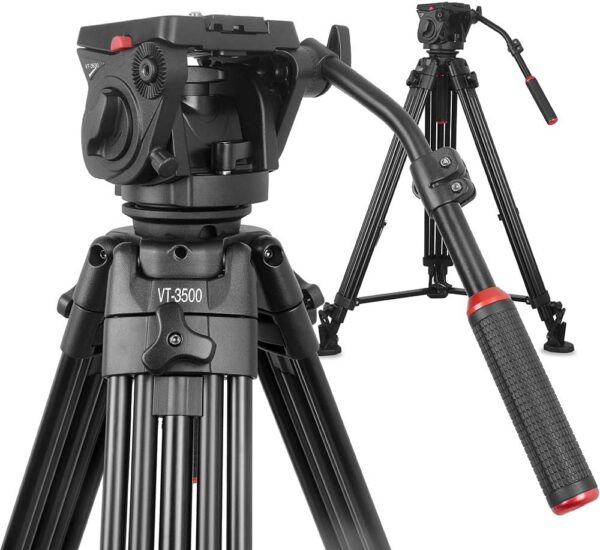 KINGJOY VT-2100L with fluid damping head VT-3530 3 section professional heavy duty video tripod for camcorder