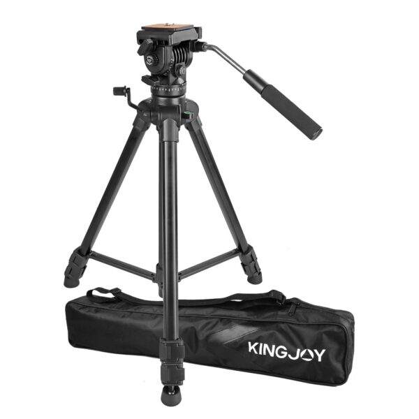 Kingjoy VT-1500 Adjustable Camera Video Tripod Legs Stand with Detachable Fluid Drag Pan Tilt Head