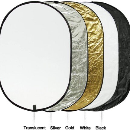 Reflector 5in1 120×80 Black Silver White Gold and diffuser
