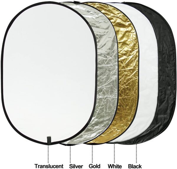 Reflector 5in1 120×80 Black Silver White Gold and diffuser
