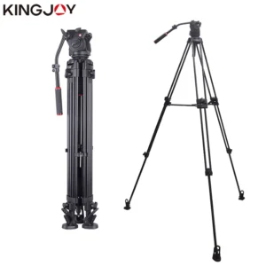 KINGJOY VT-2100L with fluid damping head VT-3530 3 section professional heavy duty video tripod for camcorder