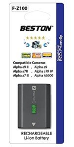 BESTON NP-FZ100 Battery Pack Compatible with Firmware 2.0 Sony A7III, A7RIII, A9, Alpha A7 III, A7R3 Digital Cameras - Image 3