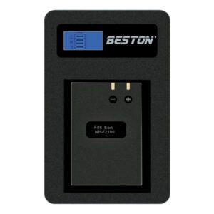 BESTON FZ100 LCD Charger (Type-C) for Sony Camera Batteries A9 II, A9, A7R IV, A7R III, A7 III, And A6700