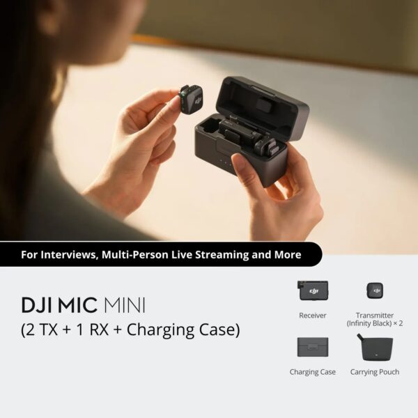 DJI Mic Mini 2-Person Compact Wireless Microphone System for Camera & Smartphone (2.4 GHz) - Image 6