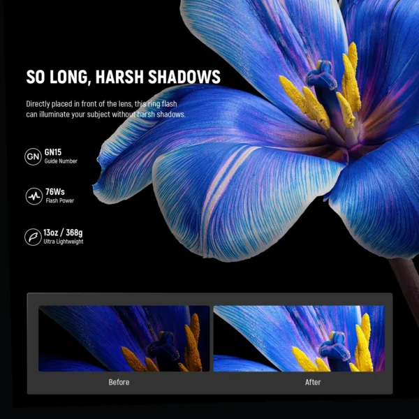 NEEWER RF1 76Ws 5600K GN15 TTL Marco Ring Flash - Image 9