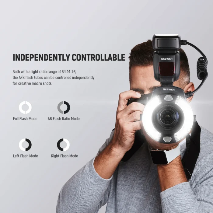 NEEWER RF1 76Ws 5600K GN15 TTL Marco Ring Flash - Image 7