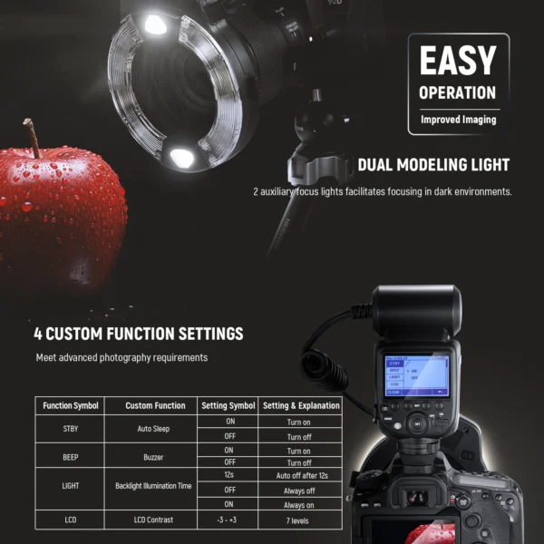 NEEWER RF1 76Ws 5600K GN15 TTL Marco Ring Flash - Image 4