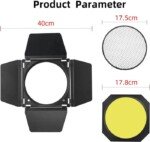 Unbranded BD-200 barn Door Barndoor with Honeycomb Grid and 4 Color Gel Filters (Red, Yellow, Blue, Green) Compatible for Standard Reflectors Accessories kit - Image 7