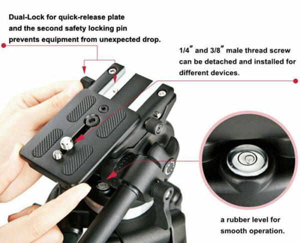 Weifeng WF 717 71" /1.89m Professional Video DV Camera Tripod - Image 2