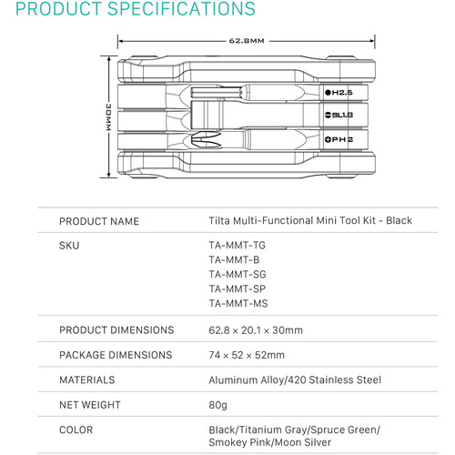 Tilta Multifunctional Mini Tool Kit (Black) TA-MMT-B - Image 6
