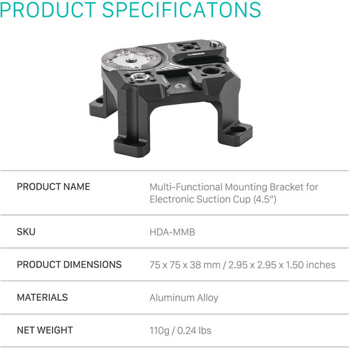 Tilta Hydra Electronic Suction Cup with Multifunctional Mounting Bracket (4.5") - Image 9