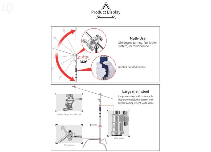 Unbranded Professional C-Stand with Boom Arm k-1f - Image 3