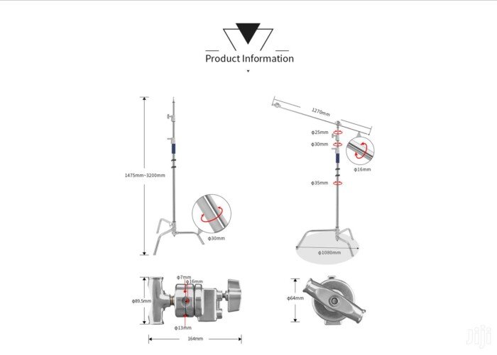 Unbranded Professional C-Stand with Boom Arm k-1f - Image 5