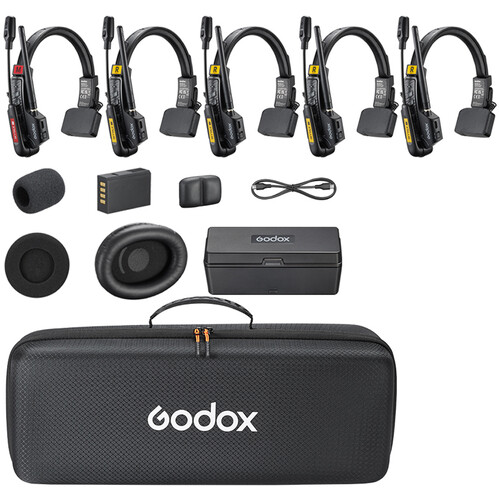 Godox SkyTalk Air 5S 5-Person Full-Duplex Wireless Intercom Headset System (2.4 GHz)