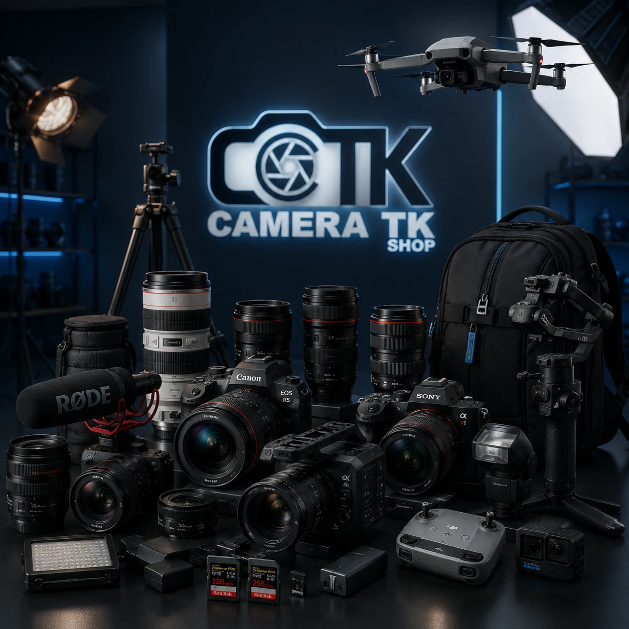 Professional cameras, lenses, lighting, drone, microphone, and photography accessories at CameraTK
