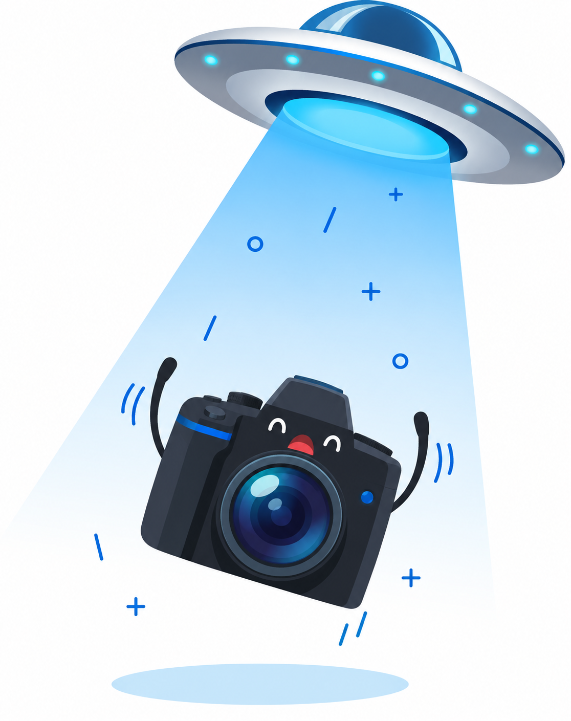 CameraTK 404 page illustration with a camera being lifted by a UFO